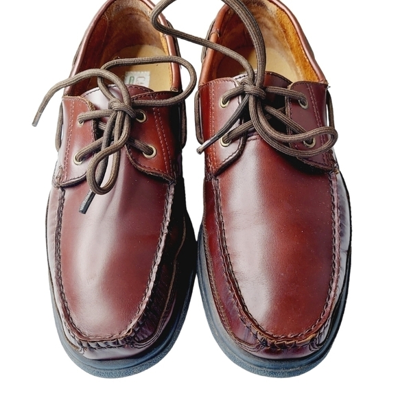 Cary Country Men's Rugged Casual Tobias Burgundy Leather Loafer Sz 10 Boat Shoe - Picture 2 of 12